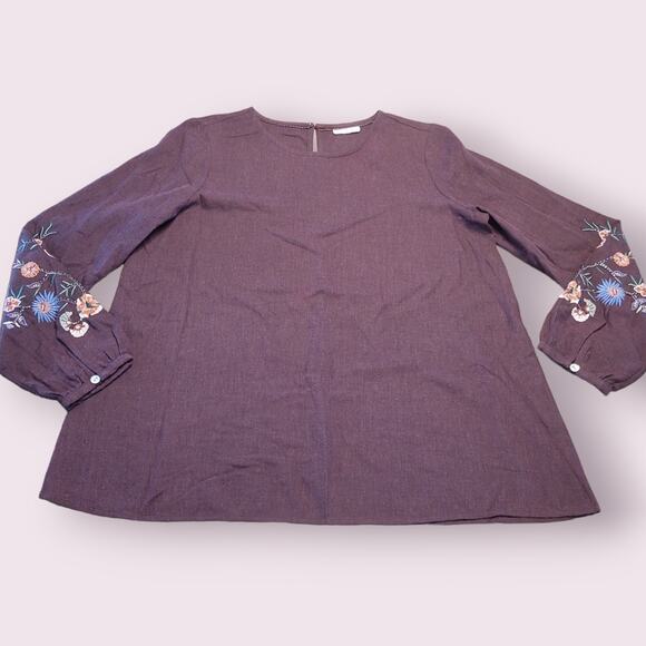 J. Jill Floral Embroidered Beaded Boho Blouse Long Sleeve M EUC - Picture 3 of 9